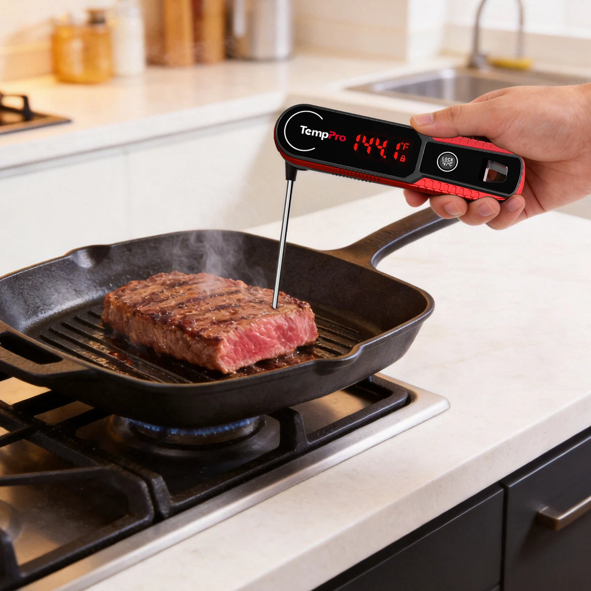 Termómetro para carne de lectura instantánea de un segundo TempPro TP622 Lightning