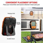 Termómetro de carne inalámbrico TempPro TempSync PLUS TP827B — Alcance RF de 300 m, 4 sondas codificadas por colores