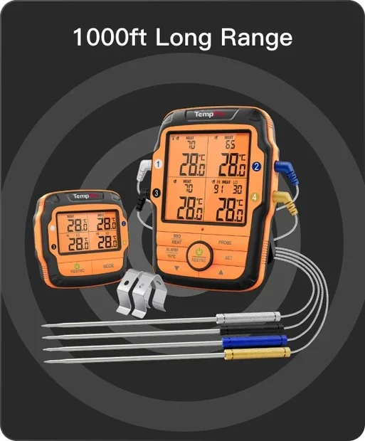 TempPro TP827B Wireless Meat Thermometer — Bluetooth, App Alerts