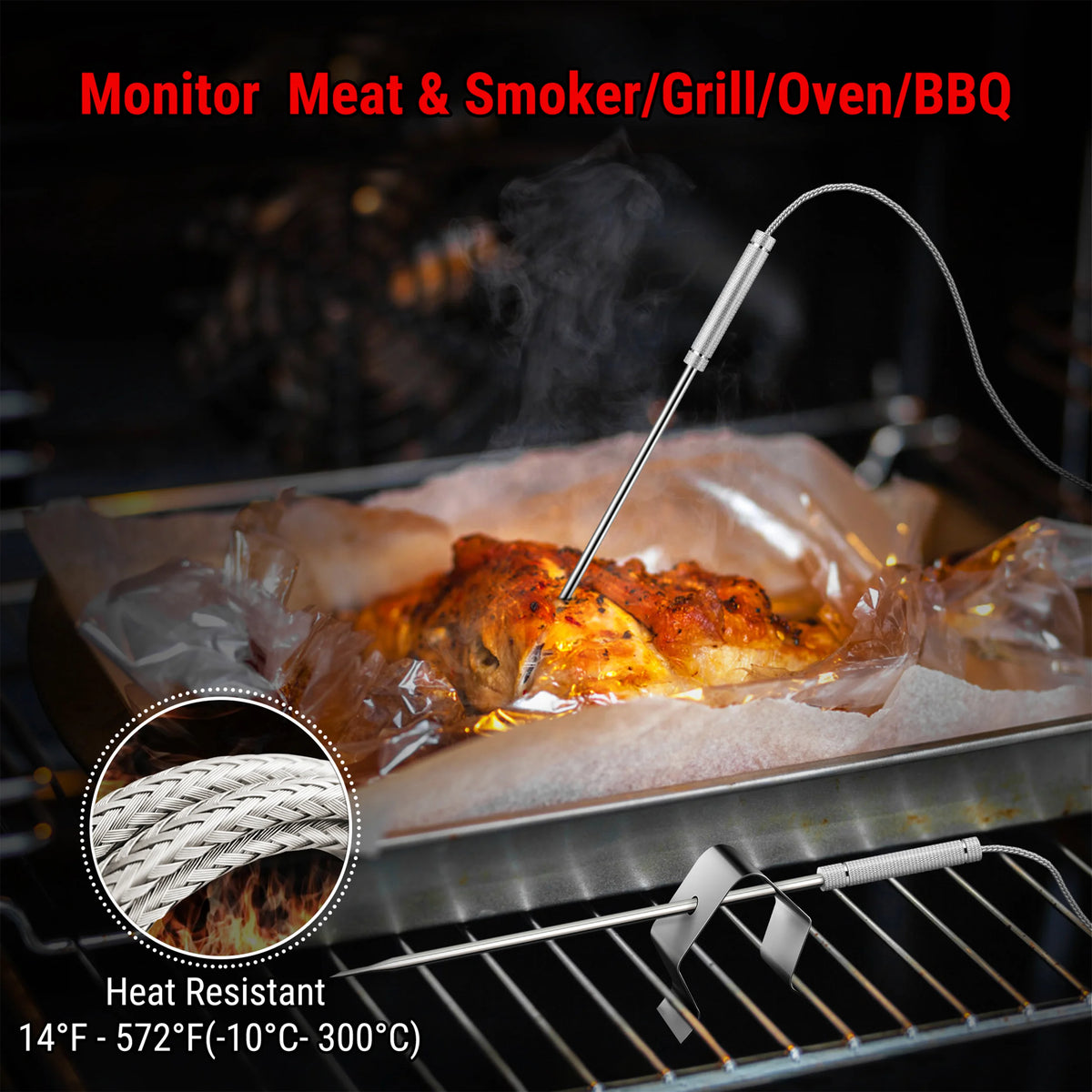 Termómetro inalámbrico TempPro TempSync PLUS TP828BW para carne — RF de 152 m, sondas dobles, 4 modos de alarma · Edición para tiendas