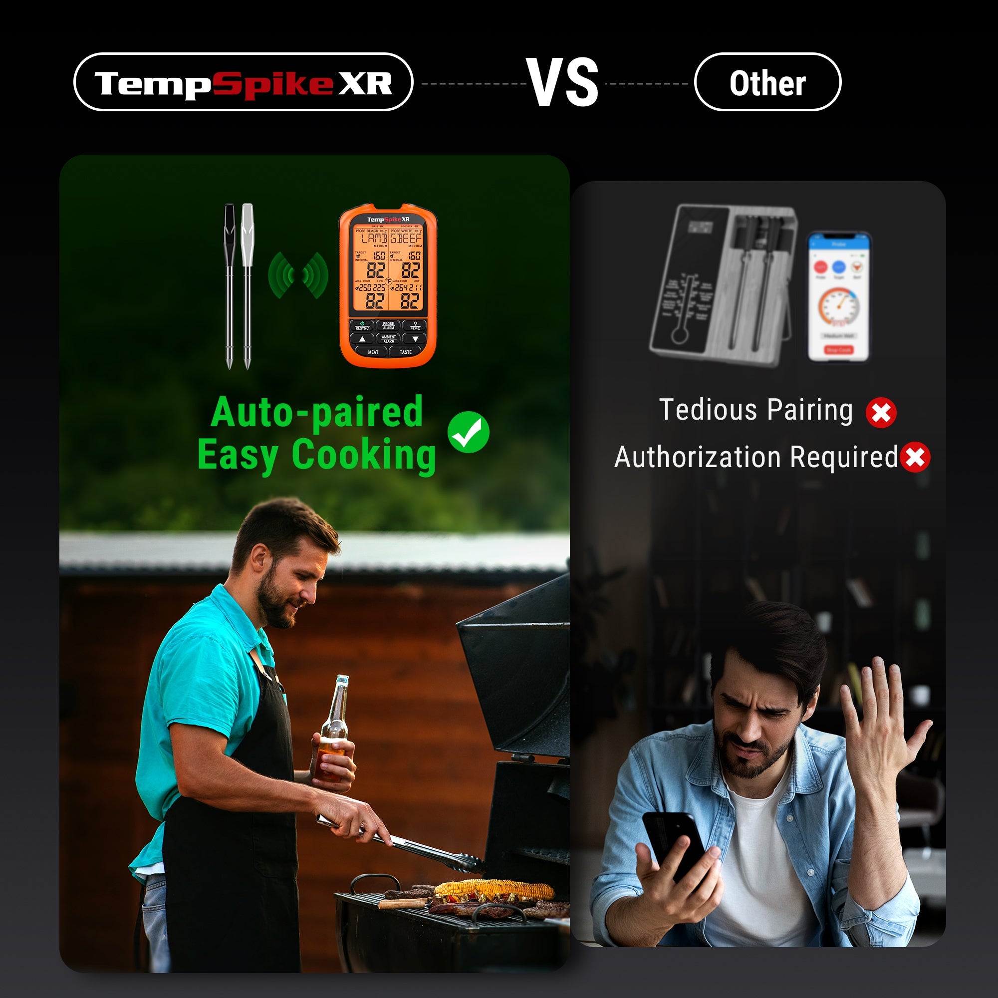 Termómetro inalámbrico para carne ThermoPro TP862B TempSpike XR de 304 m con doble sonda