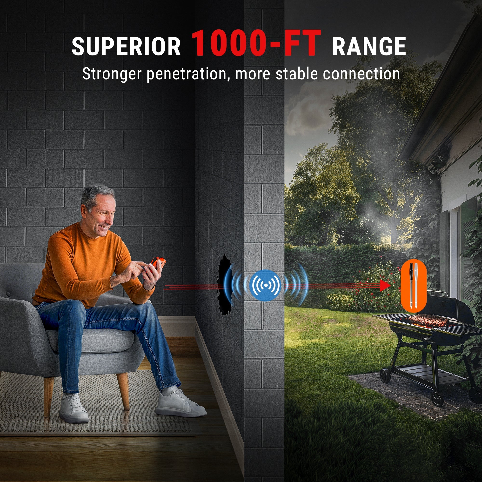 Termómetro inalámbrico para carne ThermoPro TP862B TempSpike XR de 304 m con doble sonda