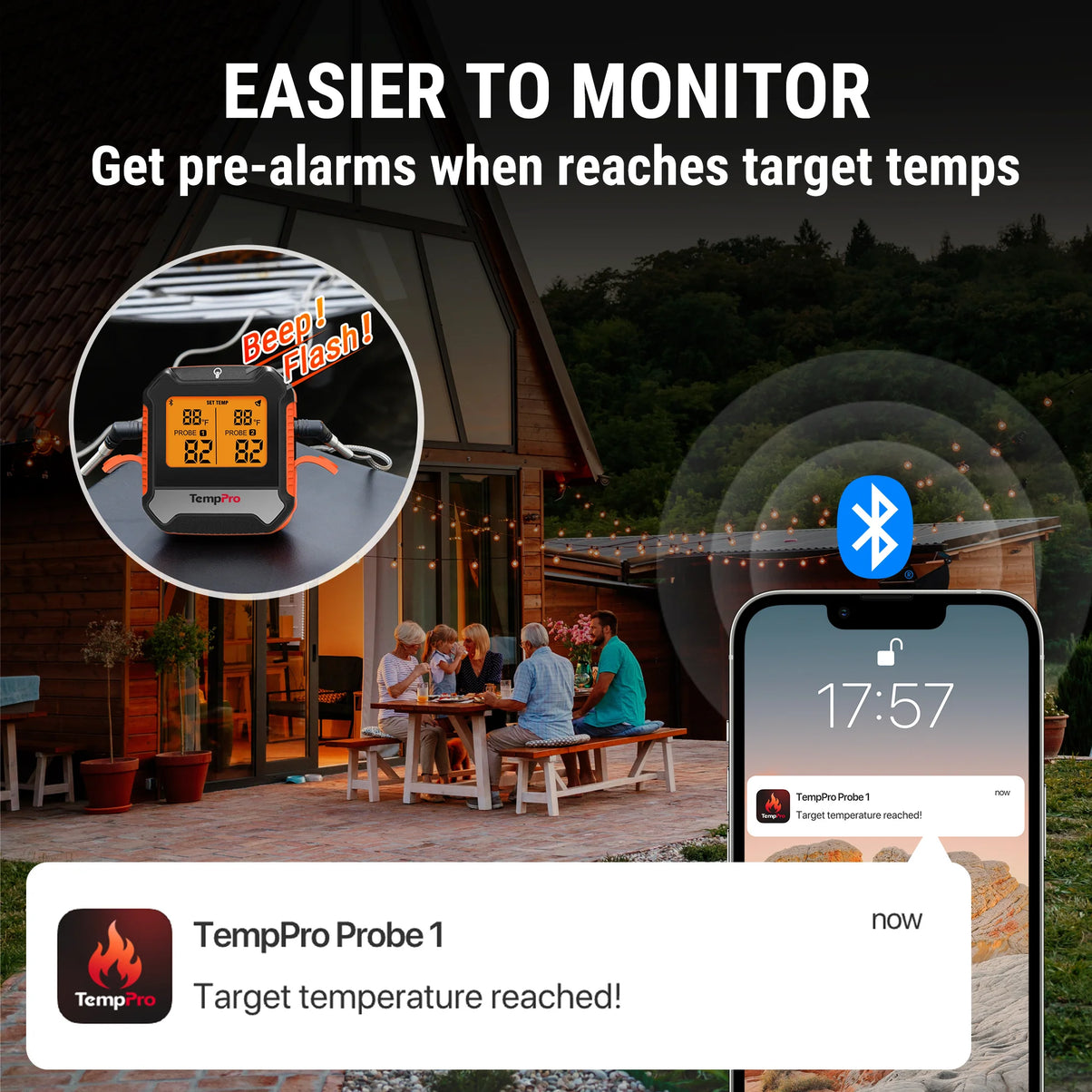 TempPro TP904 Bluetooth Meat Thermometer + TP605 Instant-Read Thermometer — Value Pack