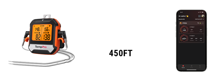 TempPro TP904 Bluetooth Meat Thermometer + TP605 Instant-Read Thermometer — Value Pack