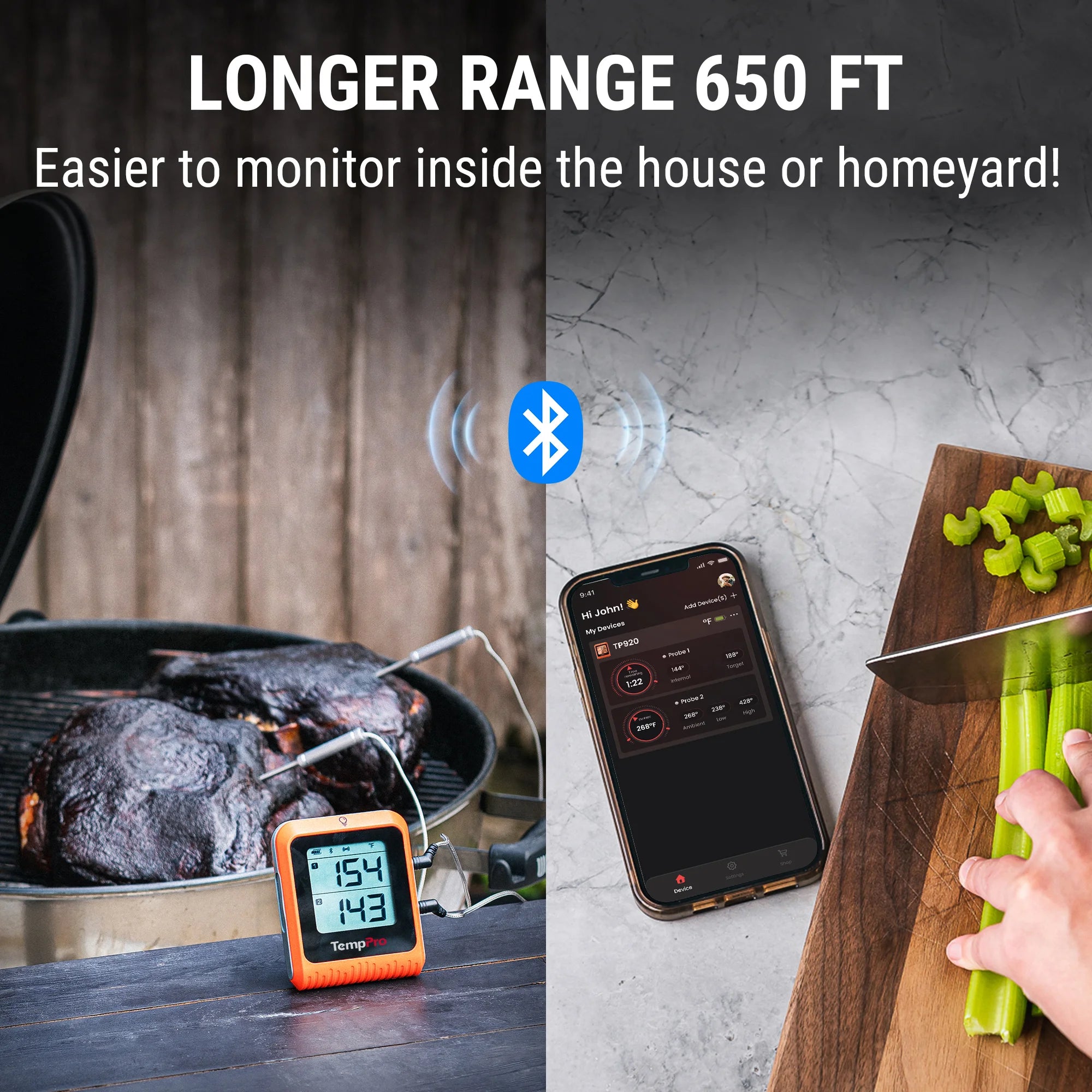 TempPro TP920 Bluetooth Meat Thermometer + TP620 Instant-Read Thermometer + TP358 Hygrometer — Bundle