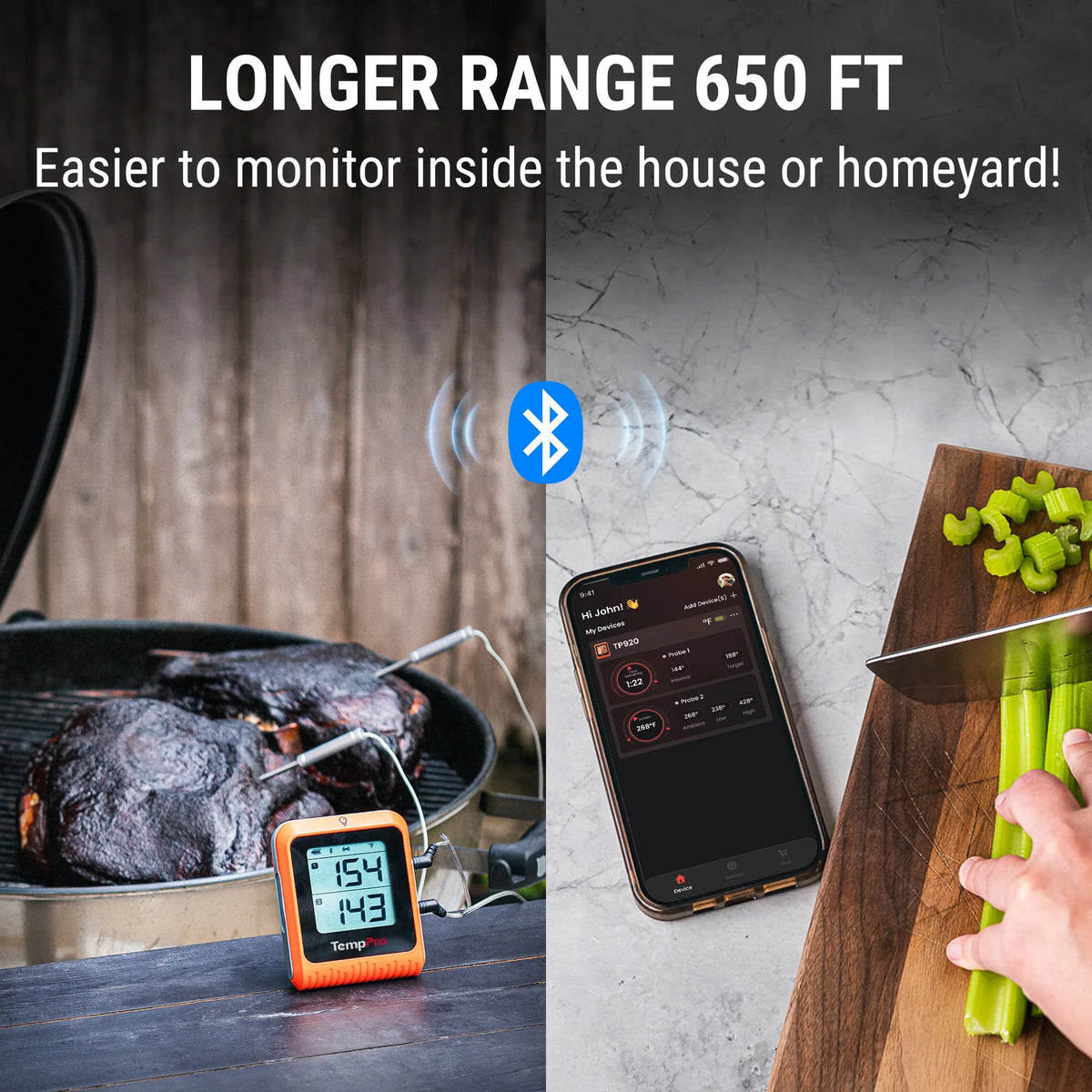 TempPro TP920 Bluetooth Meat Thermometer + TP605 Instant-Read Thermometer — Value Pack