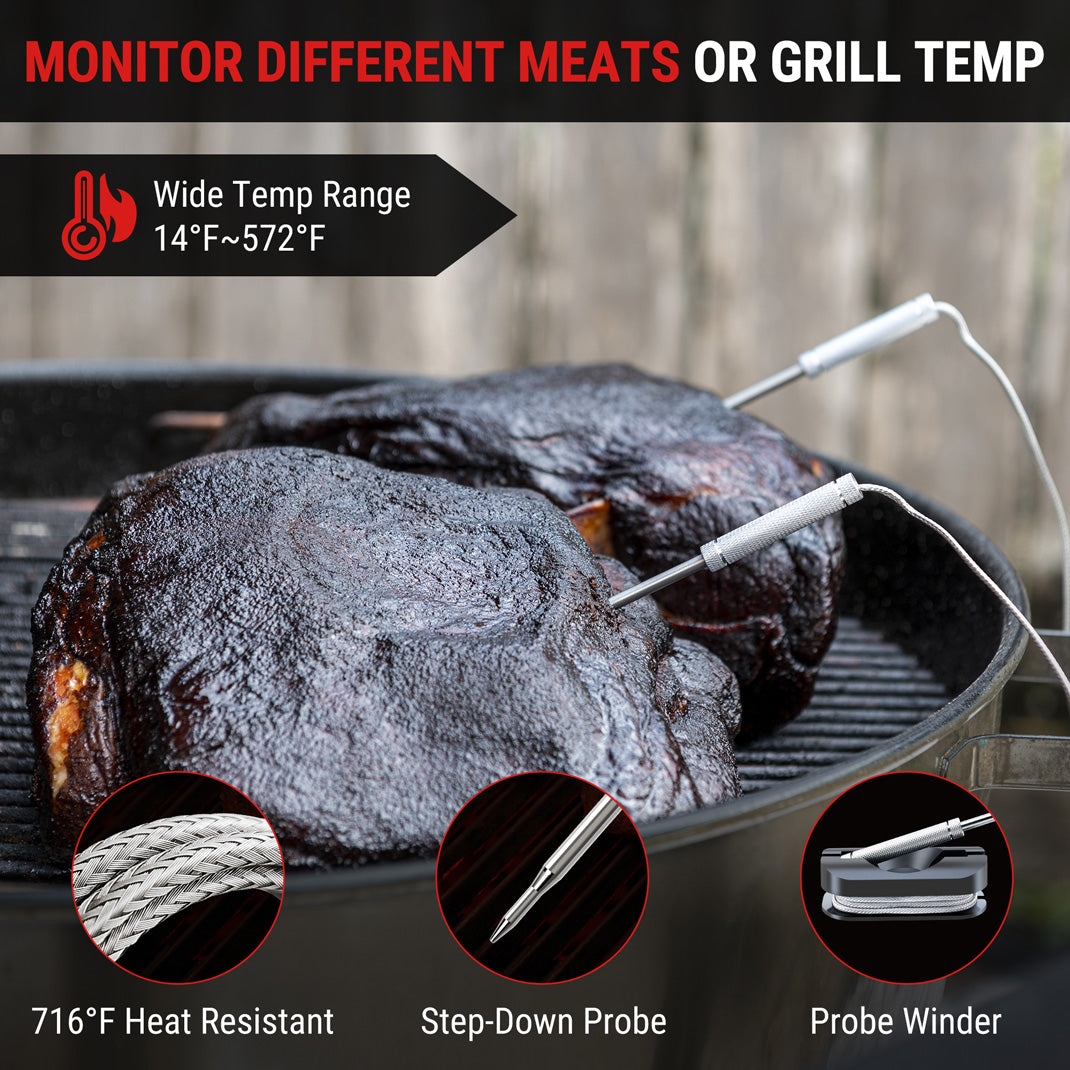 TempPro TP25H2 Wireless Meat Thermometer - Smart Bluetooth, App Alerts