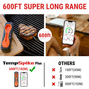 Termómetro inalámbrico para carne TP970 TempSpike Plus con Bluetooth (alcance de 182 m)
