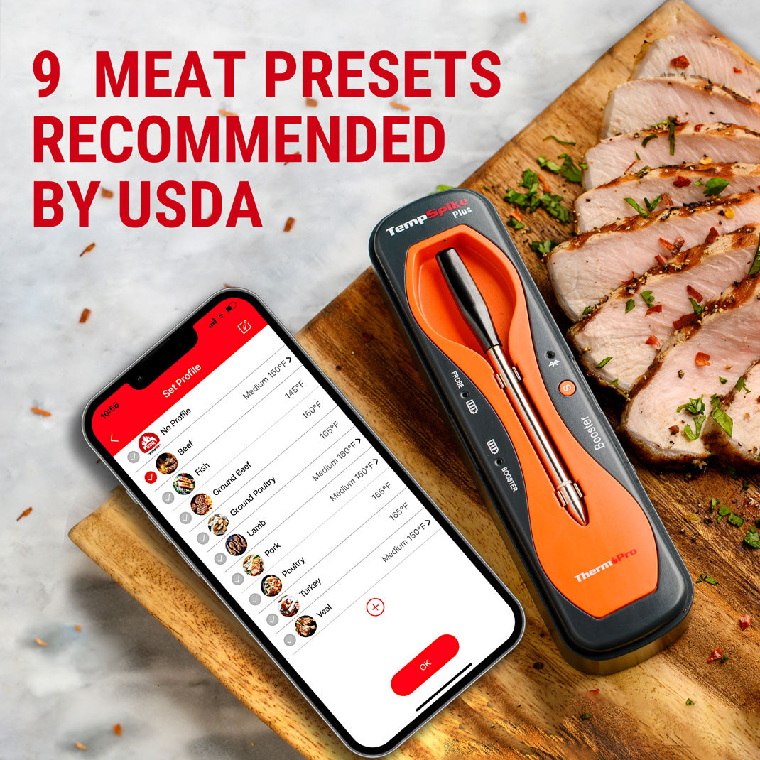 Termómetro inalámbrico para carne TP970 TempSpike Plus con Bluetooth (alcance de 182 m)