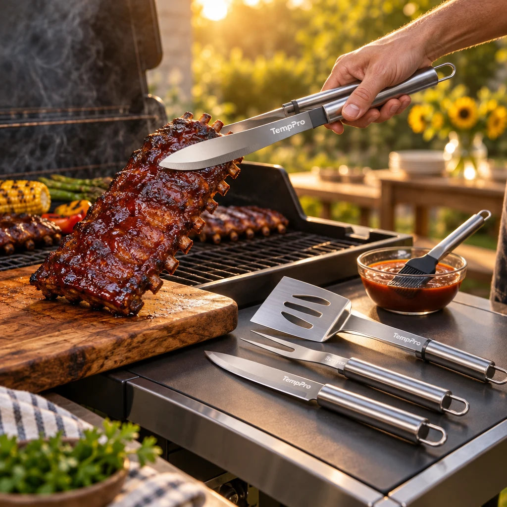 TempPro Smoke, Sear & Serve Kit: Free AGT500 5-Piece Tool Set for Plating