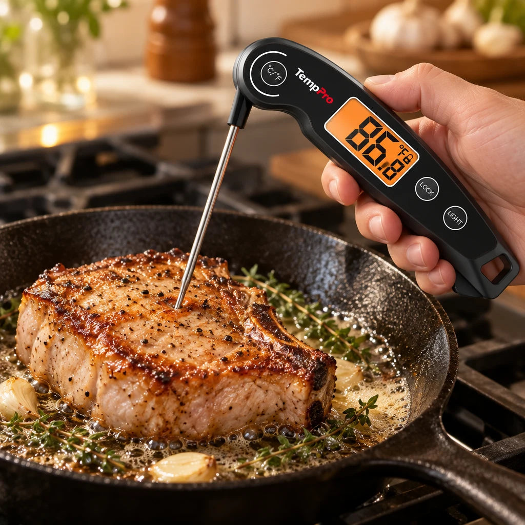 TempPro Kitchen Starter Kit: TP605 Folds Out, Reads in 2 Seconds